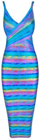 Multicolored Bandage Dress, Blue