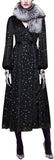 Black Wrap Star-Embroidered Midi Dress