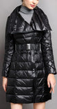 Panelled White Goose Filled Puffer Coat, Silvery Grey or Black