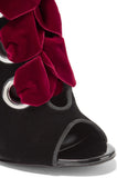 Lace-up Velvet Ankle Boots - Black or Burgundy