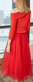 Asymmetrical Off-Shoulder Blazer and Tulle Skirt
