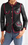 Black Napa Leather Jacket with Web Trim