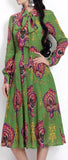 Paisley Print Silk Dress with Sash
