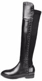 Studded Black Leather Knee Boots