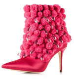 Chandelier-Crystal Pom Pom Fuchsia Boots * Limited Stock*