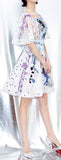 Printed Flutter-Sleeve Dress