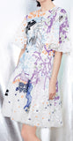 Printed Flutter-Sleeve Dress