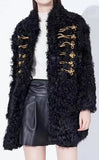 Black Wool Short Military Coat
