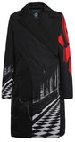 Printed Feather-Fill Fur-Trim Coat