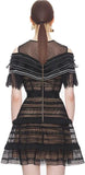 Black Stripe Paneled Lace Dress
