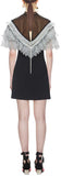 Pleated Trim Mini Dress, Black