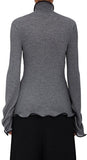 Ruffled Rib Turtleneck Sweater - Dark Blue or Grey