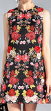 Embellished Floral Black Jacquard Mini Dress
