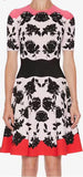 Floral-Print Knitted Fit and Flare Dress