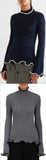 Ruffled Rib Turtleneck Sweater - Dark Blue or Grey