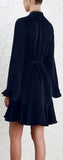 Flutter Tie-Neck Dress - Pink, Green or Dark Navy