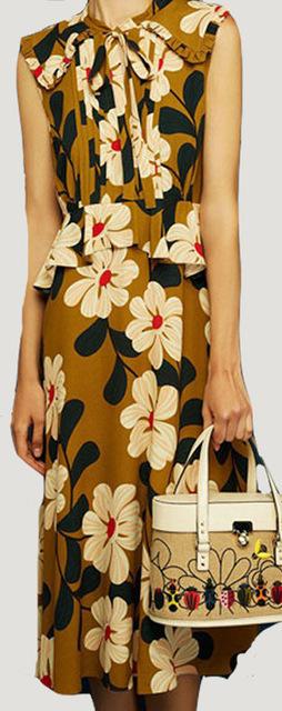 Floral-Print Ruffle Pleated Sleeveless Dress