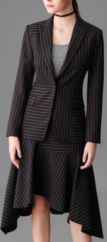Pinstripe Blazer-Jacket & Matching Asymmetrical Skirt