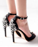 Embellished Satin Sandals - Black or Green