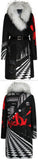 Printed Feather-Fill Fur-Trim Coat