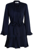 Flutter Tie-Neck Dress - Pink, Green or Dark Navy