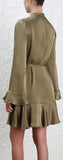 Flutter Tie-Neck Dress - Pink, Green or Dark Navy