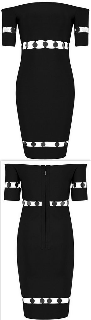 Black Strapless Tee Dress with Paillette Accents