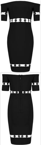 Black Strapless Tee Dress with Paillette Accents
