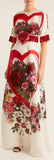Embellished Rose-Print Organza Gown