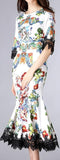 Printed Lace Trim Dress