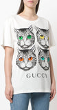 Mystic Cat and Guccy Print T-Shirt, White