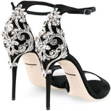 Embellished Satin Sandals - Black or Green