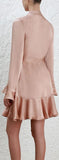 Flutter Tie-Neck Dress - Pink, Green or Dark Navy