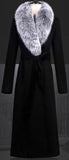 Black Wool Coat with Fox Fur Collar
