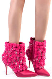 Chandelier-Crystal Pom Pom Fuchsia Boots * Limited Stock*