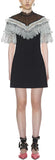 Pleated Trim Mini Dress, Black