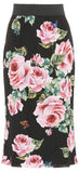 Rose-Printed Skirt in Black