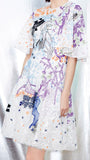 Printed Flutter-Sleeve Dress