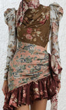 Tempest Tucked Contour Mini Floral Dress
