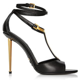 Leather T-Strap Sandals - White or Black