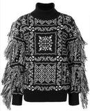 Fringed Roll-Neck Sweater