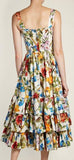 Floral-Print Tiered-Ruffle Midi Dress