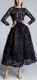 Black Floral-Appliques Gown