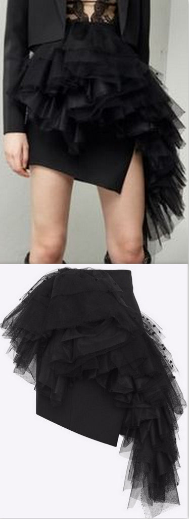 Asymmetrical Ruffle Mini Skirt | DESIGNER INSPIRED FASHIONS