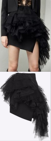 Asymmetrical Ruffle Mini Skirt | DESIGNER INSPIRED FASHIONS