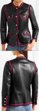 Black Napa Leather Jacket with Web Trim