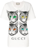 Mystic Cat and Guccy Print T-Shirt, White