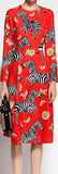Orange & Zebra Print Dress in Red