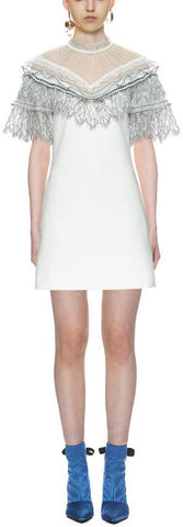 Pleated Trim Mini Dress
