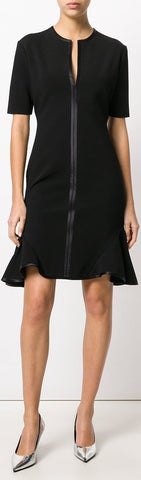 Black V-Neck Dress with Ruffle Flare Hem